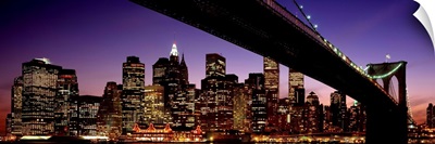 Night Brooklyn Bridge Skyline New York City NY