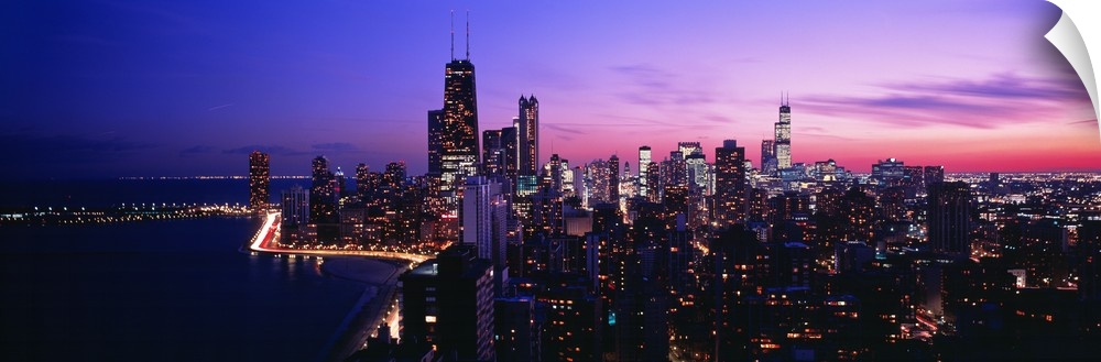 Night, Cityscape, Chicago, Illinois