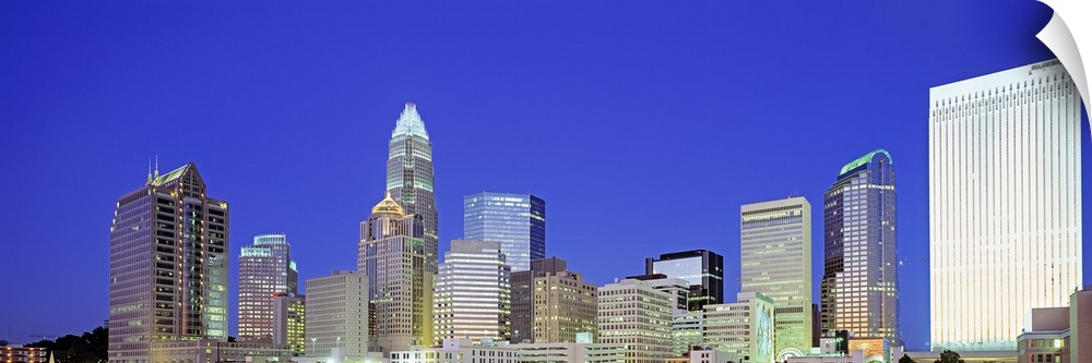 A night cityscape panorama of Charlotte, North Carolina.