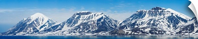 Ocean with a mountain range in the background, Bellsund, Spitsbergen, Svalbard Islands, Norway