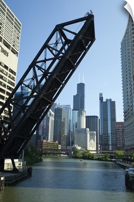 Open drawbridge across a river, Chicago River, Chicago, Cook County, Illinois