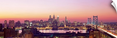 Pennsylvania, Philadelphia, aerial, twilight
