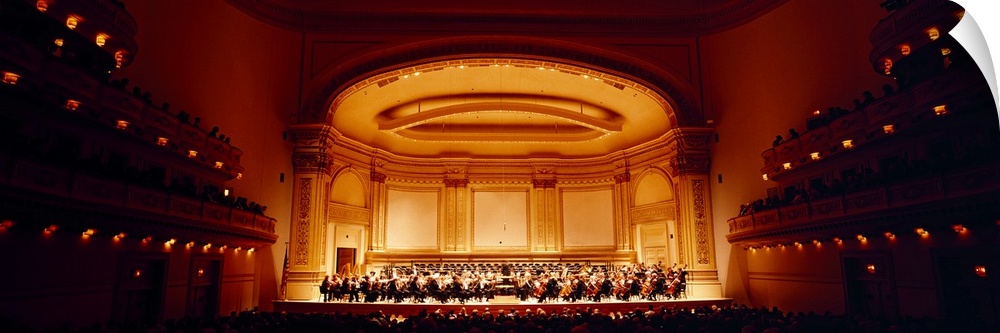 Panoramic image of musicians performing at Carnegie Hall in New York City in New York.