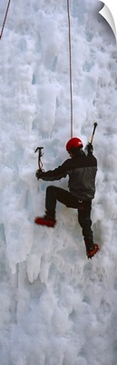 Person ice climbing, Banff National Park, Alberta, Canada