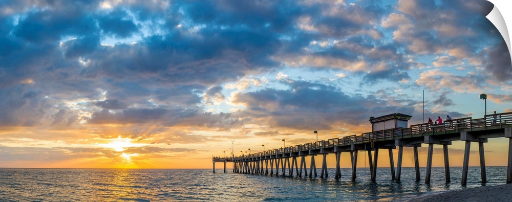 Pier in Atlantic Ocean at sunset, Venice, Sarasota County, Florida, USA