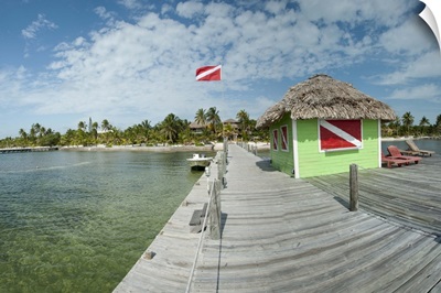 Pier in the sea, Portofino Resort, Corozal District, San Pedro, Ambergris Caye, Belize