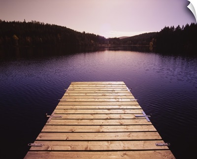 Pier on a lake, Northern Black Forest Region, Baden-Wurttemberg, Germany