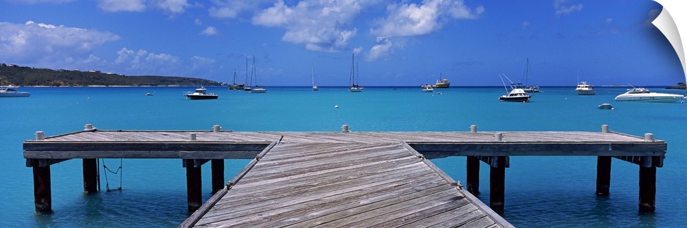 Pier with boats in the background, Sandy Ground, Anguilla