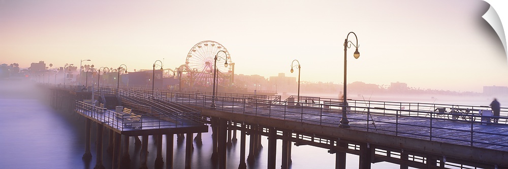 Pier with ferris wheel in the background, Santa Monica Pier, Santa Monica, Los Angeles County, California, USA