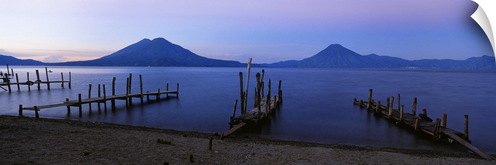 Piers over a lake, Guatemala