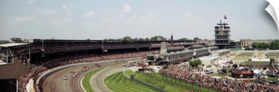Race cars in pace lap in Indianapolis Motor Speedway, Indianapolis 500, Indiana