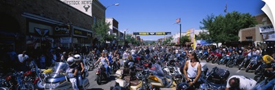 Racers preparing for motorcycle rally, Sturgis, South Dakota