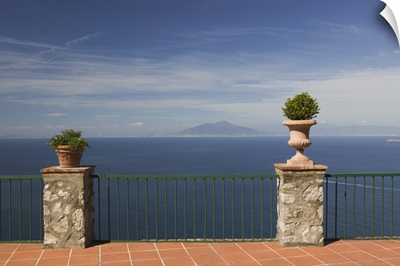 Railing in the balcony of a hotel, Ceasar Augustus Hotel, Anacapri, Capri, Naples, Campania, Italy