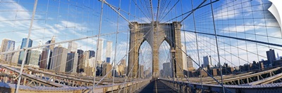 Railings of a bridge, Brooklyn Bridge, Manhattan, New York City, New York State, USA, (pre Sept. 11, 2001)