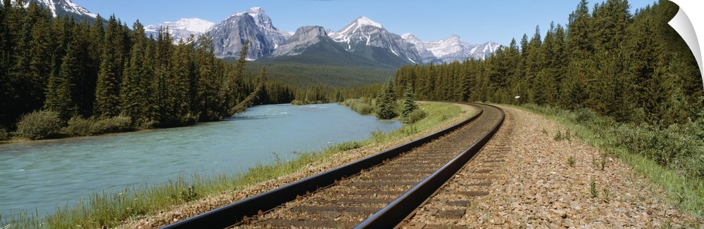 Railroad Tracks Bow River Alberta Canada