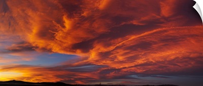 Red dramatic sky during sunset, Taos, Taos County, New Mexico