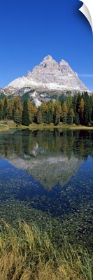 Reflection of a mountain in a lake, Lake Misurina, Alto Adige, Trentino Alto Adige, Italy