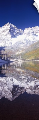 Reflection of a mountain in a lake, Maroon Bells, Aspen, Pitkin County, Colorado,