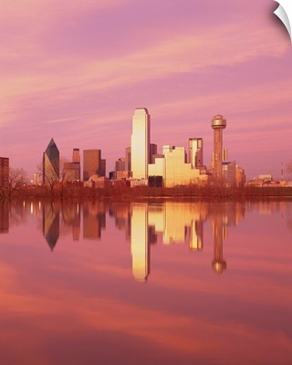 Reflection of buildings on water, Dallas, Texas