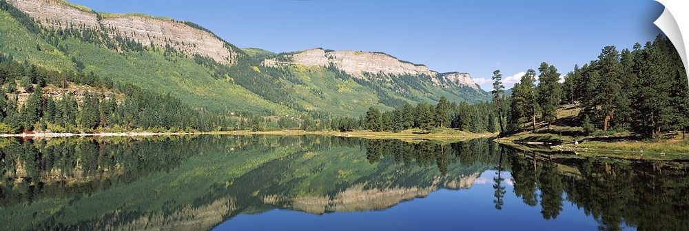 Reflection of mountains in a lake, Haviland Lake, Hermosa Cliffs, Colorado, USA