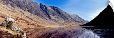 Reflection of mountains in a lake Loch Achtriochtan Glen Coe Highlands Region Scotland