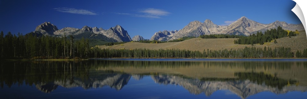 Reflection of mountains in water, Sawtooth Mountains, Redfish lake, Sawtooth National Recreation Area, Sequoia National Pa...