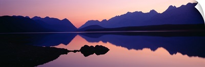 Reflection of mountains in water, Upper Kananaskis Lake, Peter Lougheed Provincial Park, Kananaskis Country, Canadian Rockies, Alberta, Canada
