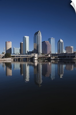 Reflection of skyscrapers on water, Hillsborough River, Tampa, Florida