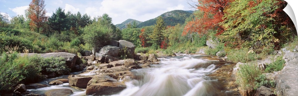 Flowing rapids on the Ausable River on an early fall day in Wilmington, New York.