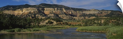 River in front of a mountain, Chama River Canyon Wilderness Area, New Mexico