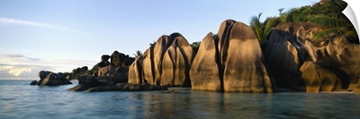 Rock formations at the waterfront, Anse Source Dargent Beach, La Digue Island, Seychelles