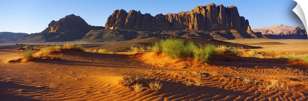 Rock formations in a desert, Jebel Qatar, Wadi Rum, Jordan