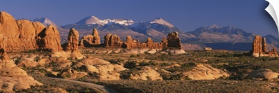 Rock formations on a landscape, Arches National Park, Utah