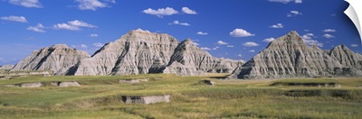 Rock formations on a landscape, Cedar Pass, Badlands National Park, South Dakota