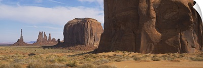 Rock formations on a landscape, North Window, Monument Valley, Monument Valley Tribal Park, Utah