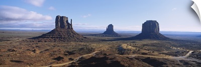Rock formations on an arid landscape, Monument Valley Tribal Park, Arizona