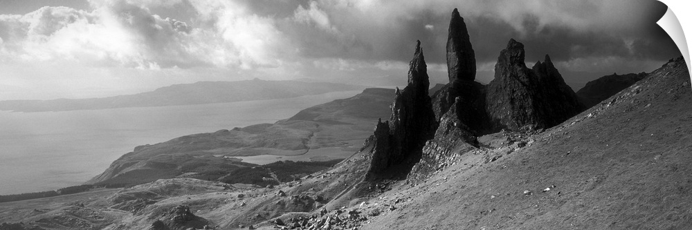 Rock formations on hill, Old Man of Storr, Isle of Skye, Scotland