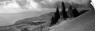 Rock formations on hill, Old Man of Storr, Isle of Skye, Scotland