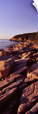 Rock formations on the coast at sunset
