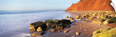 Rocks at the seaside, Sandy Bay, Exmouth, Devon, England