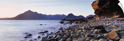 Rocks on the beach, Elgol Beach, Elgol, view of Cuillins Hills, Isle Of Skye, Scotland