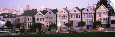 Row houses in a city, Postcard Row, The Seven Sisters, Painted Ladies, Alamo Square, San Francisco, California,