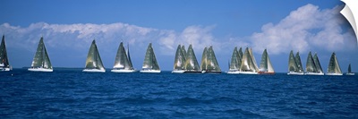 Sailboats racing in the sea, Farr 40's race during Key West Race Week, Key West Florida, 2000