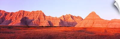 Sandstone rocks on a landscape, Wildlife Loop Road, Saddle Pass Trail, Badlands National Park, South Dakota,