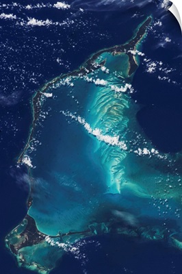 Satellite view of Eleuthera Island and Atlantic Ocean, Bahamas