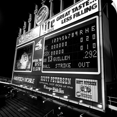 Scoreboard in a baseball stadium, U.S. Cellular Field, Chicago, Cook County, Illinois
