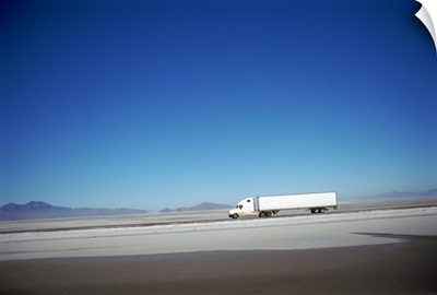 Semi-truck on a highway, Bonneville Salt Flats, Tooele County, Utah