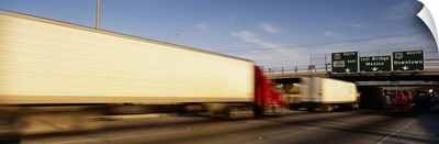 Semi-trucks on a highway, Laredo, Texas