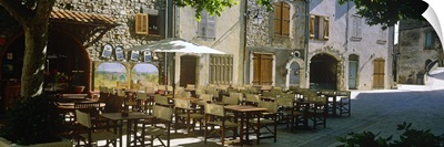 Sidewalk cafe in a village, Claviers, Var, Provence Alpes Cote dAzur, France