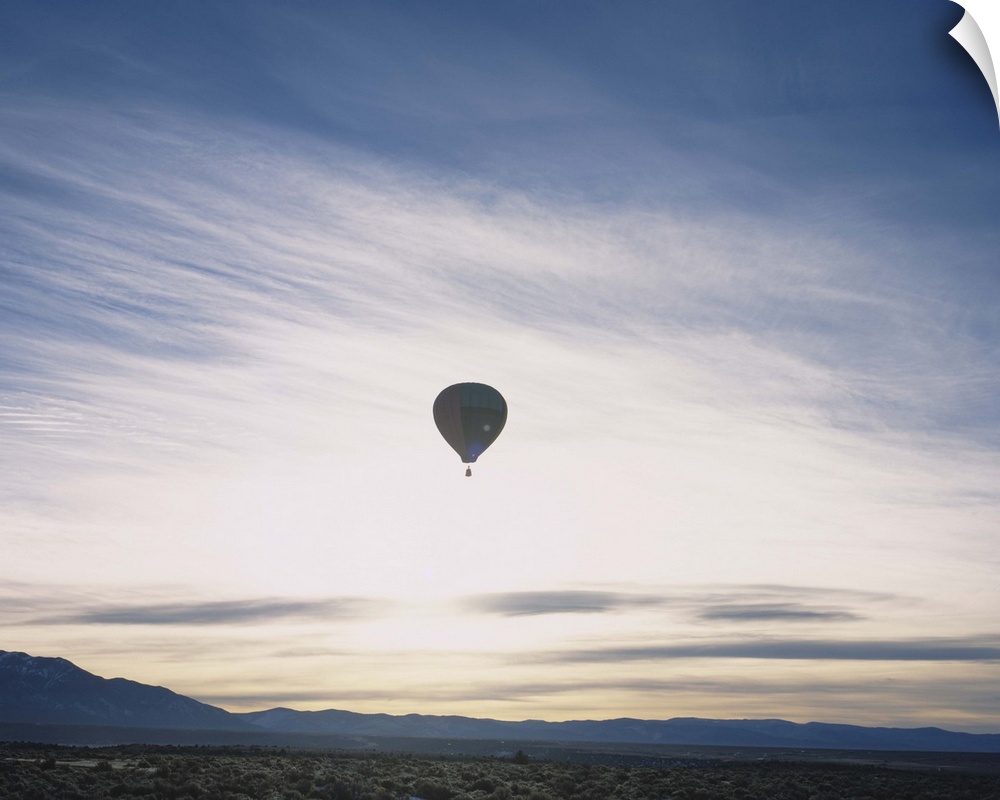 Silhouette of a hot air balloon in the sky, Taos County, New Mexico
